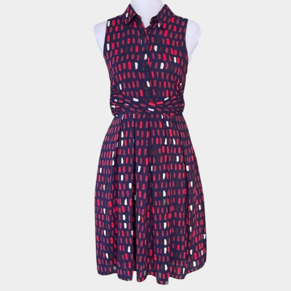 Anthropologie Navy Geometric Dress Small - Picture 1 of 14